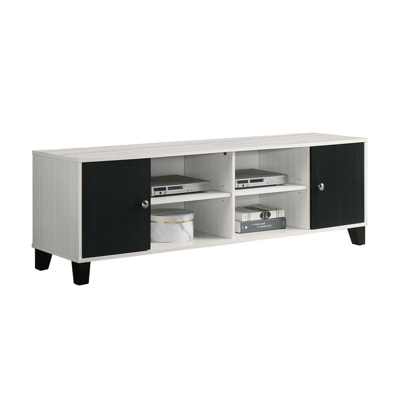 2 Tone TV Stand With Open Shelving And Concealed Storage Living Room Furniture - Black / White