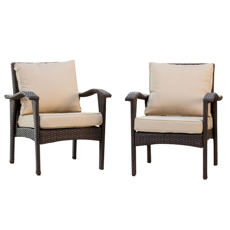 Honolulu - Club Chair (Set of 2) With Weather Resistant Wicker And Cushions - Brown / Tan