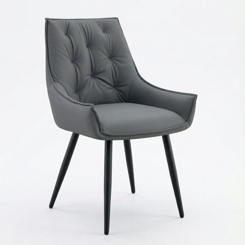 Dining Kitchen Chairs, Flat Back (Set of 2) - Dark Gray