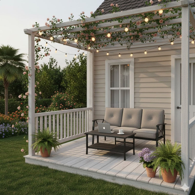 Patio Furniture Set With Coffee Table And Cushions For Backyard