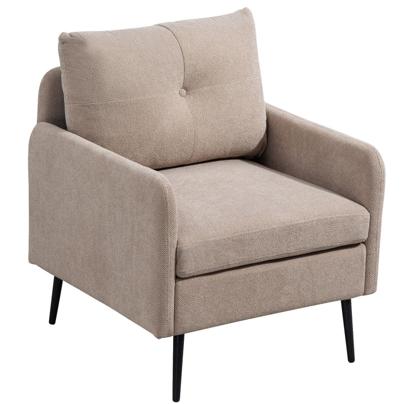 Contemporary Accent Chair With Metal Legs, Comfy Fabric Armchair