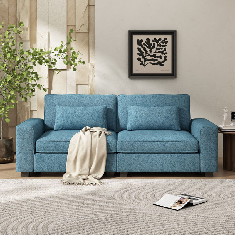 Modern Fabric Sofa With Cushions, Sleek Arm Design