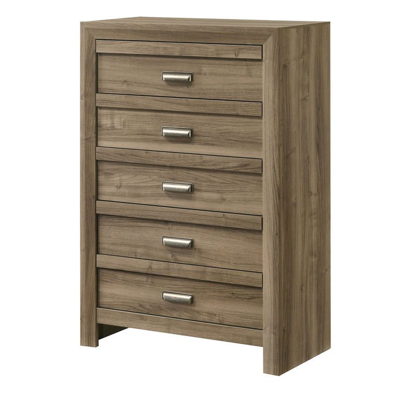 5 Drawer Storage Chest With Pulls - Light Brown