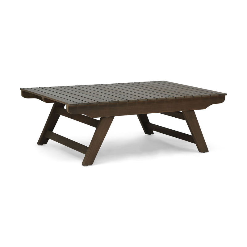 Outdoor Acacia Wood Coffee Table With Open Slat Design