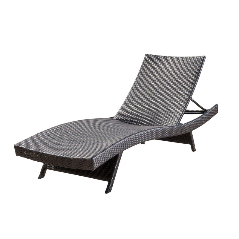 Mysticism Outdoor Chaise Lounge With Adjustable Backrest And Foldable Legs - Brown Multi
