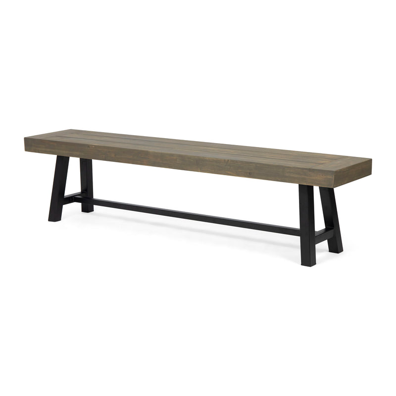 Outdoor Patio Bench - Gray / Rustic Metal