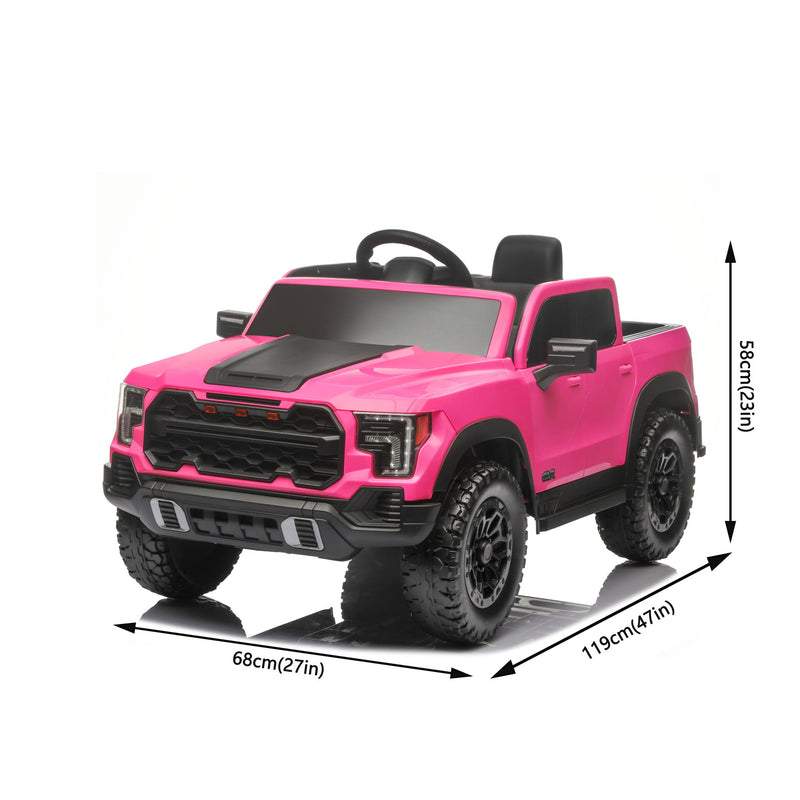 12V Kids Ride On Car With Remote Control, 4 Wheel Shock Absorption, Multifunctional Music Player Perfect Gift For Toddlers - Pink