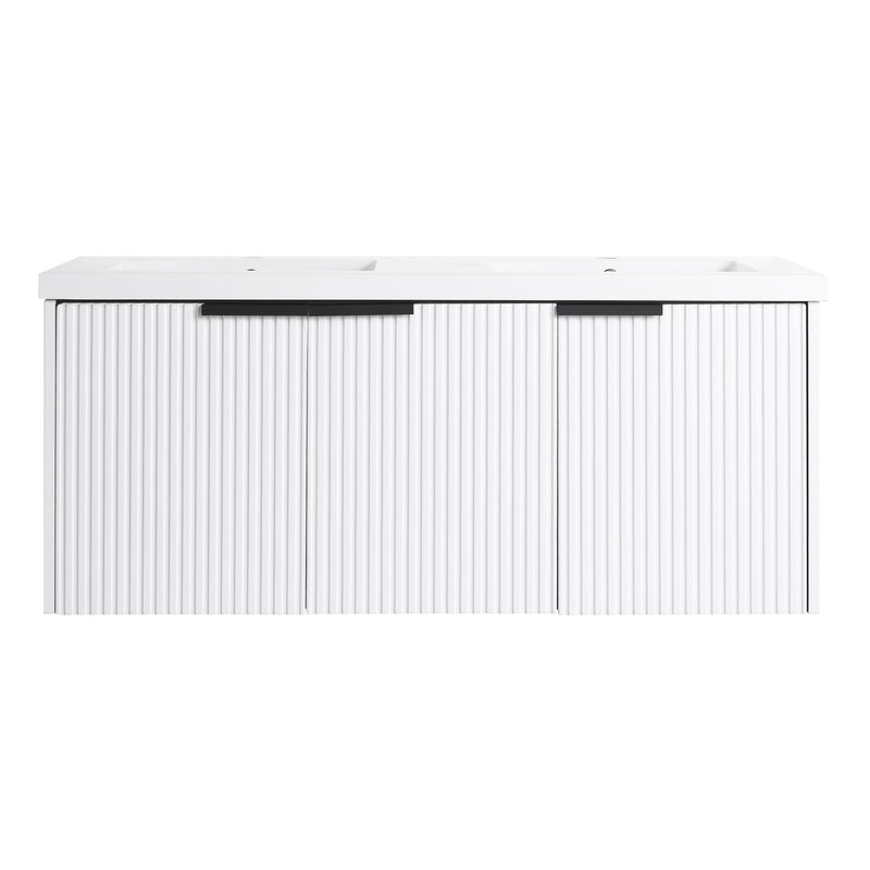 Contemporary Wall Mounted Bathroom Vanity With Resin Double Sink