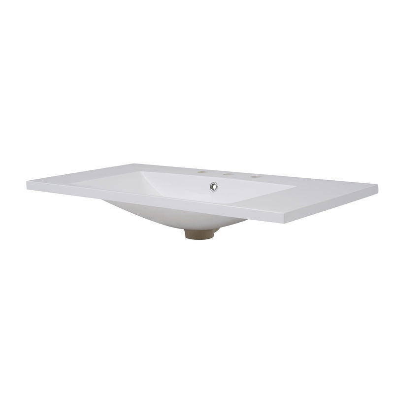Bathroom Sink, Drop-In Vessel With 3 Holes 8'' Centerset For Small Spaces - White