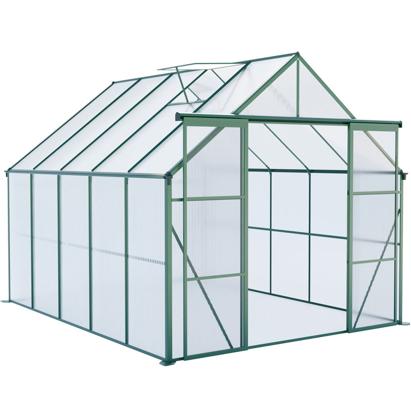 Double Door Polycarbonate house Raised Base And Anchor Aluminum Heavy Duty Walk In houses For Outdoor Backyard In All Season