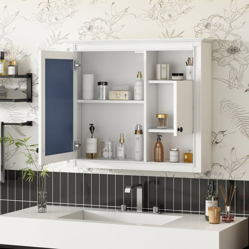 Wall-Mounted Bathroom Cabinet With Mirror And 3 Shelves - White