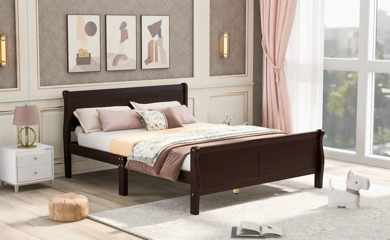 Platform Bed Frame Mattress Foundation Sleigh Bed With Headboard / Footboard / Wood Slat Suppor