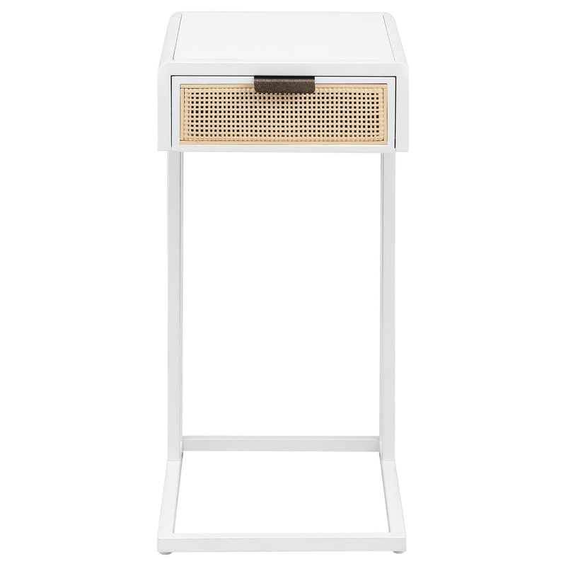 Kenneth - C Shape Side Table With Single Drawer - White