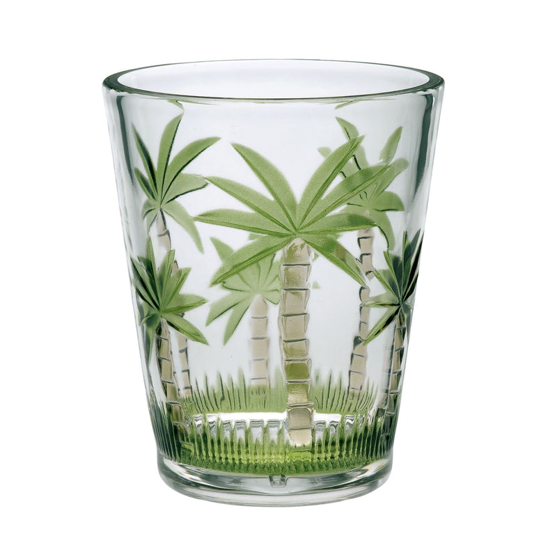 Palm Tree Design Acrylic Glasses (Set of 4) Dof 15Oz, Unbreakable Bpa Free Plastic Tumblers - Clear