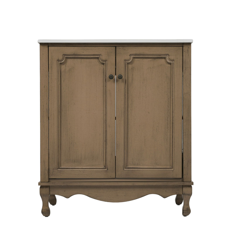 Vintage Bathroom Vanity With Ceramic Sink, Adjustable Shelves