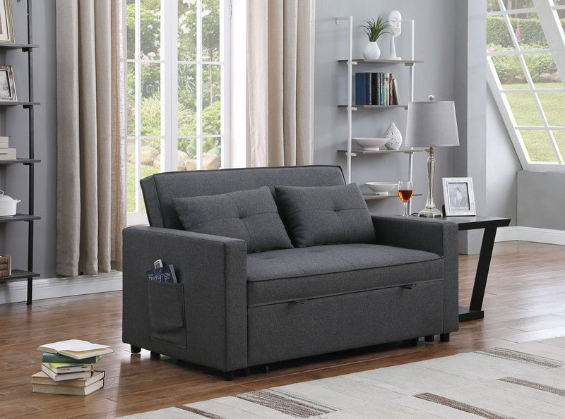 Zoey - Convertible Sleeper Loveseat With Side Pocket