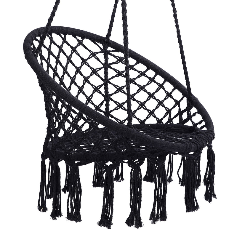 Macrame Hanging Hammock Chair, Rope Swing For Indoor And Outdoor Use