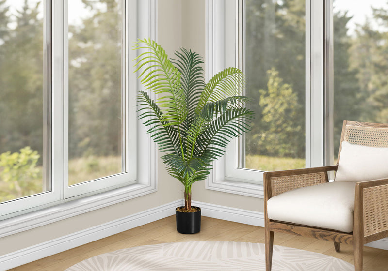 47" Tall, Artificial Plant, Palm Tree, Indoor, Faux, Fake, Floor, Greenery, Potted, Real Touch, Decorative - Green / Black