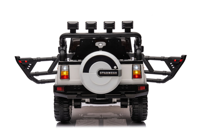 12V7A 30W*2 Four-Wheel Drive Seat One Button Start, Forward And Backward, High And Low Speed, Music, Front Light, Power Display, Two Doors Can Open, 2.4G R / C, Seat Belt Four Wheel Absorber