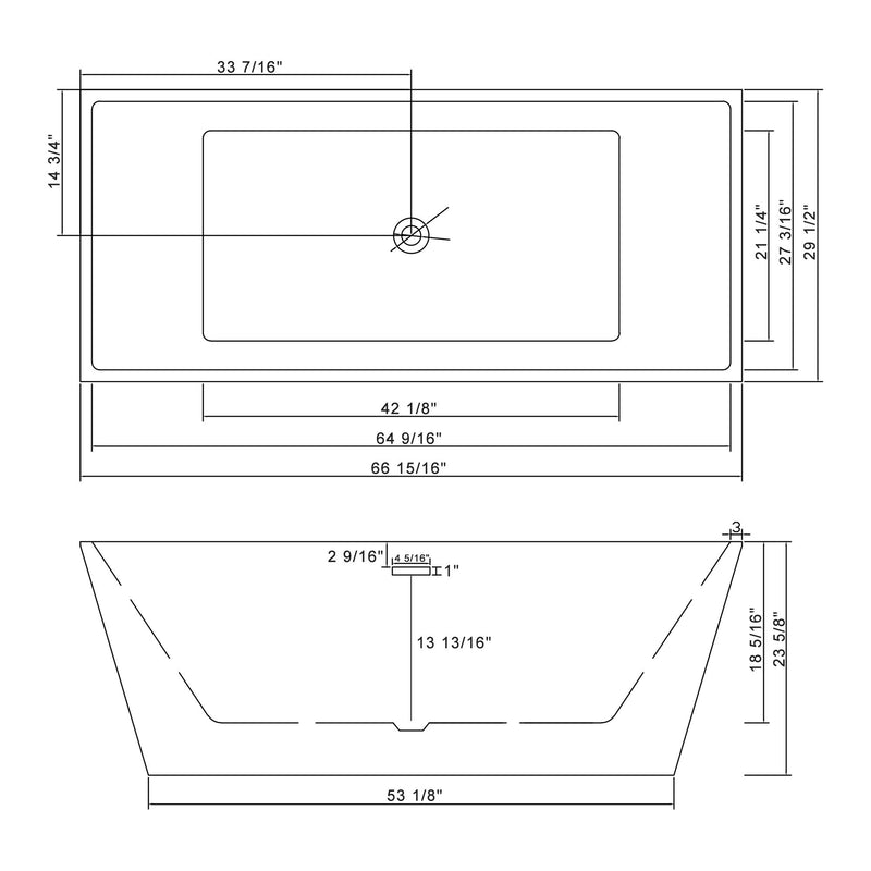 Glossy Freestanding Soaking Tub With Drain, Spacious Stand Alone Bathtub For Bathrooms - Glossy White