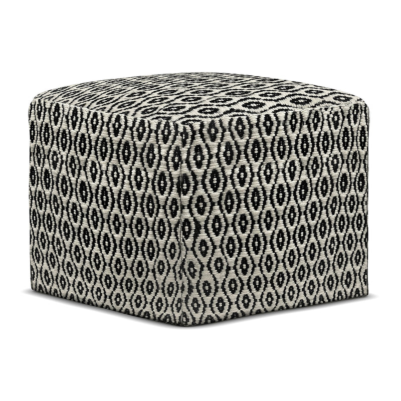Kiana - Square Outdoor / Indoor Pouf - Black / White