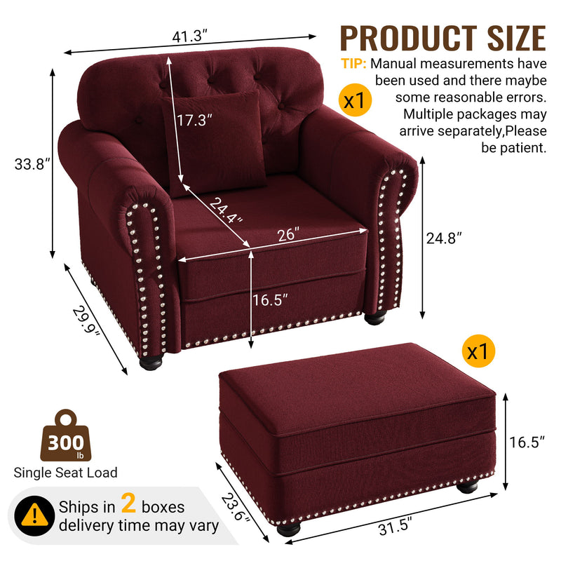 Sofa With Nailhead Trim And Rolled Armrests