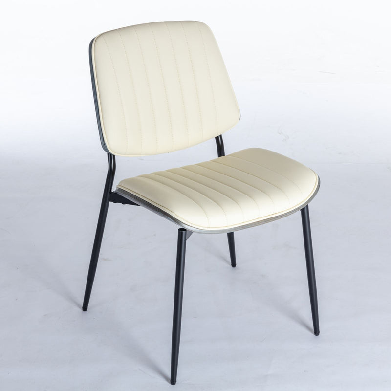 Dining Chairs (Set of 2) Mid-Century Modern Retro Chair With Walnut Bentwood Back Upholstered Seat Metal Legs Adjustable Foot For Kitchen Dining Room Chairs