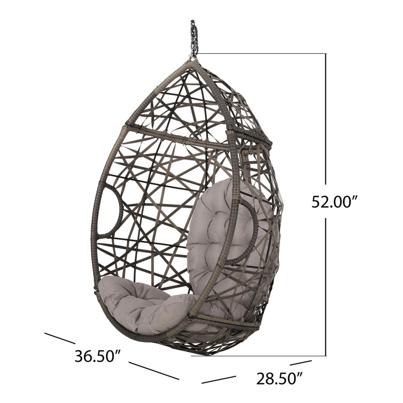 Marlin Hanging Egg Chair Basket With Teardrop Design - Gray