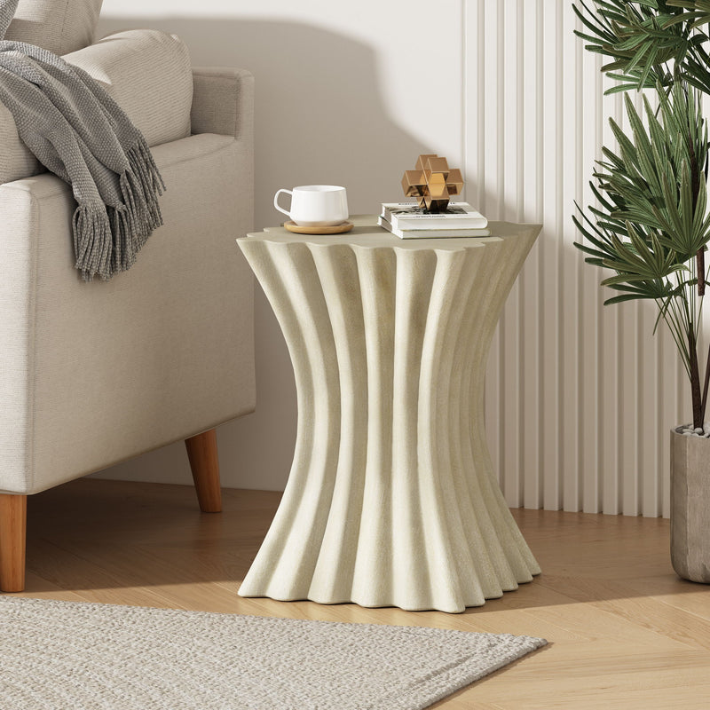 Mgo Archaistic Wavy Side Table - Antique Sandstone