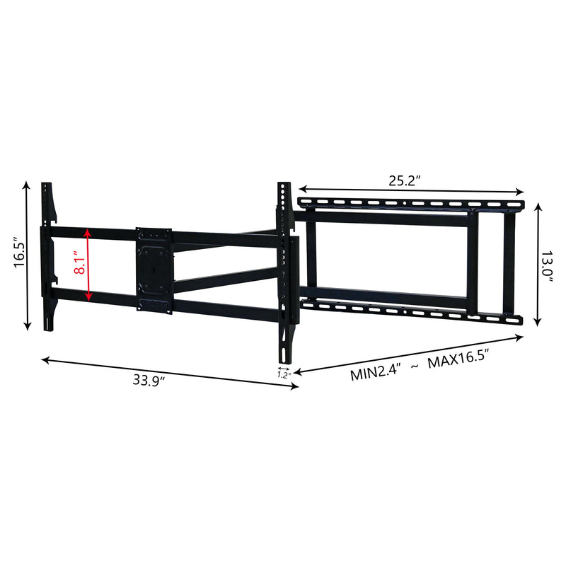 Full Motion TV Wall Mount Bracket For 40 120" TV Dual Arm Tilt & Swivel Vesa 800 X 400 Mm 132 Lbs Load - Black