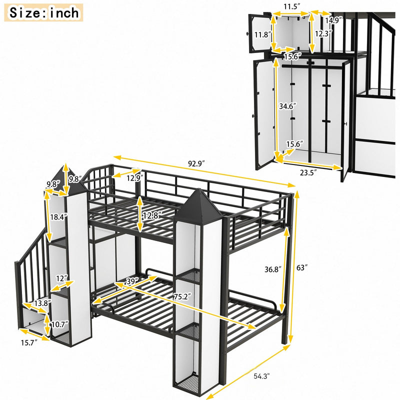 Castle Shaped Bunk Bed With Wardrobe And Storage