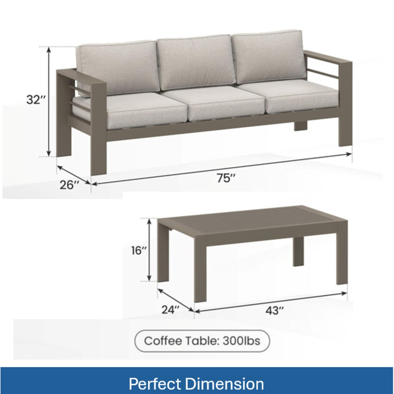 Outdoor Patio Set, All-Weather With Thick Cushions