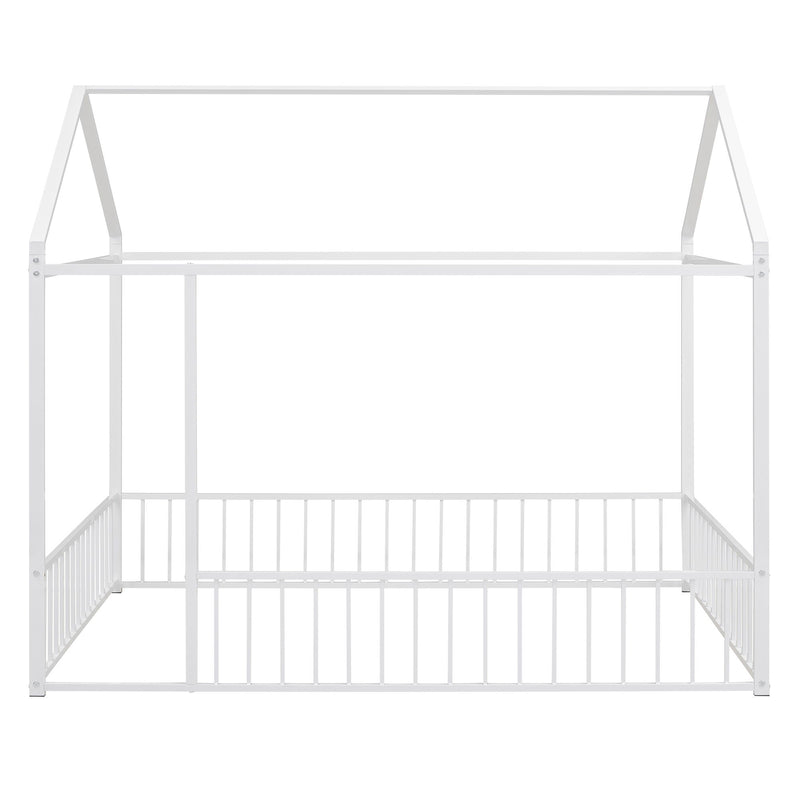 Metal Bed House Bed Frame With Fence