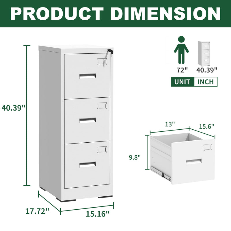 Modern Drawer Metal Vertical File Cabinet With Lock And Card Slot For Office