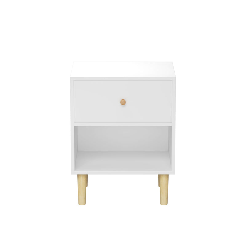 Nightstand With 1 Drawer And 1 Shelf - White