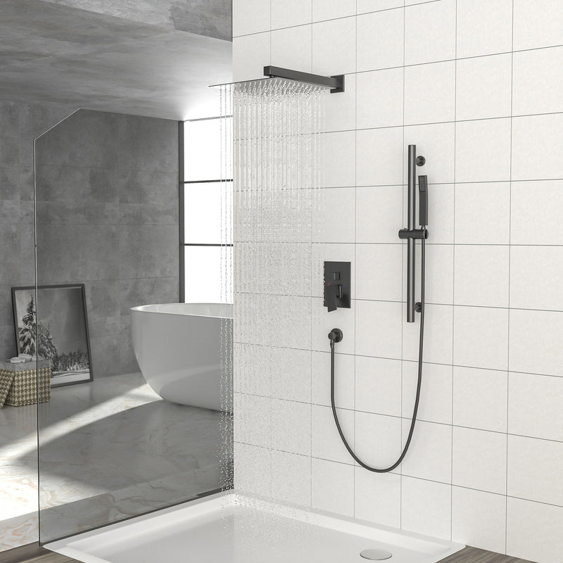 Modern Shower System With Adjustable Slide Bar, Stainless Steel And Brass Construction