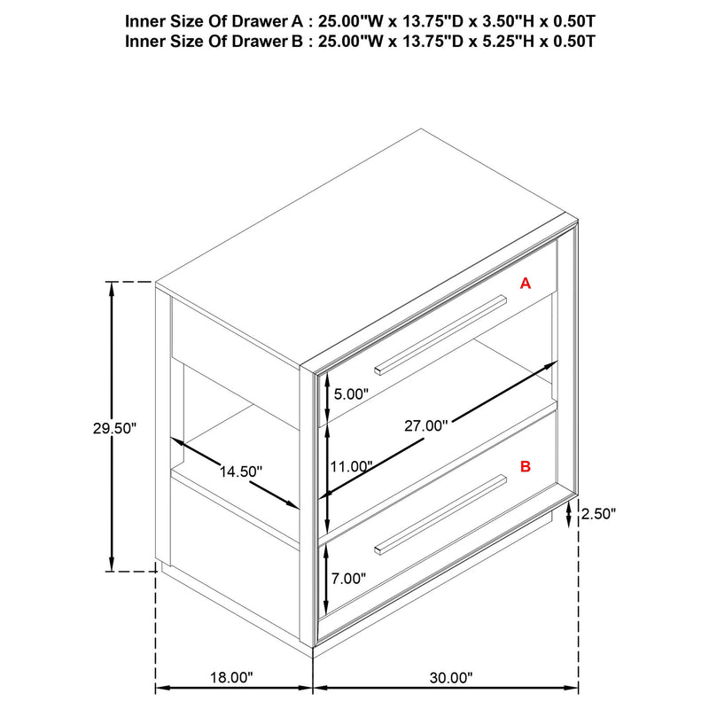 Prescott - 2 Drawers Nightstand With Open Shelf - Taupe