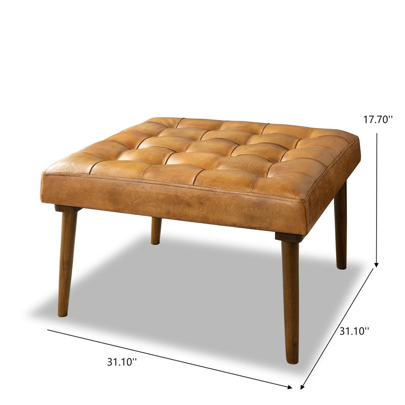 Mark - Tufted Square Genuine Upholstered Ottoman