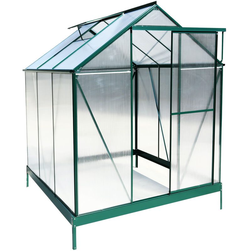 Polycarbonate house, Heavy Duty Outdoor Aluminum Walk-In House Kit With Rain Gutter, Vent And Door For Backyard Garden