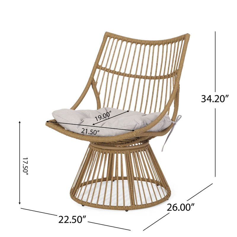 2 Piece Rattan Patio Set With Club Chair And Side Table - Beige / Light Brown