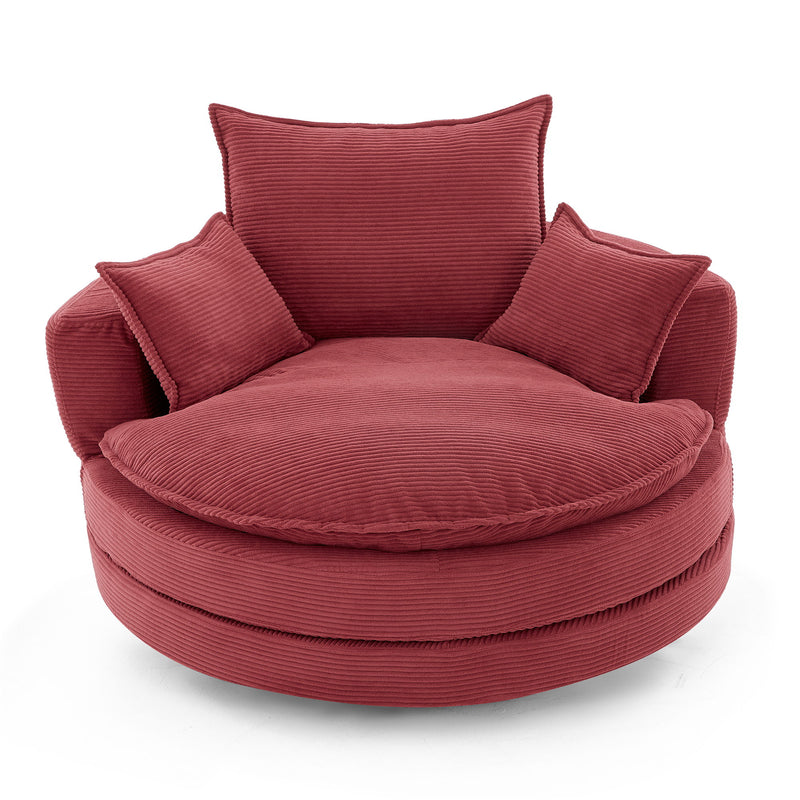 360° Swivel Accent Barrel Chair With Dual Layer Cushion And 3 Removable Pillows
