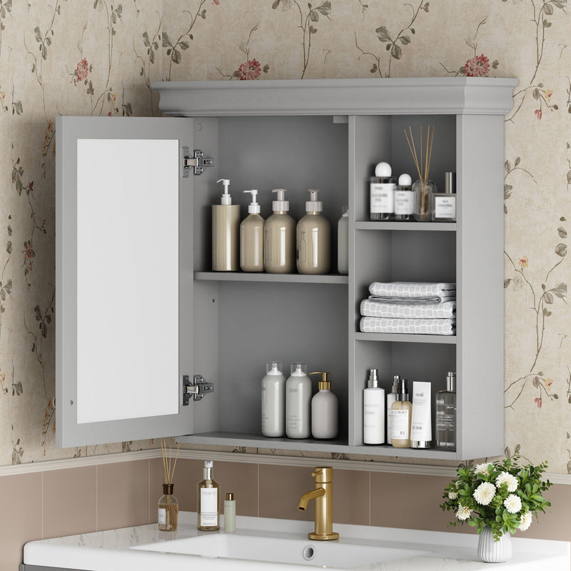 Wall Mounted Bathroom Medicine Cabinet With Mirror And Adjustable Storage With Soft Close Hinges