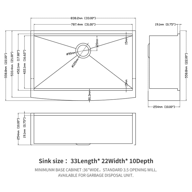 Classic Ceramic Farmhouse Sink Workstation Single Bowl With Durable Finish