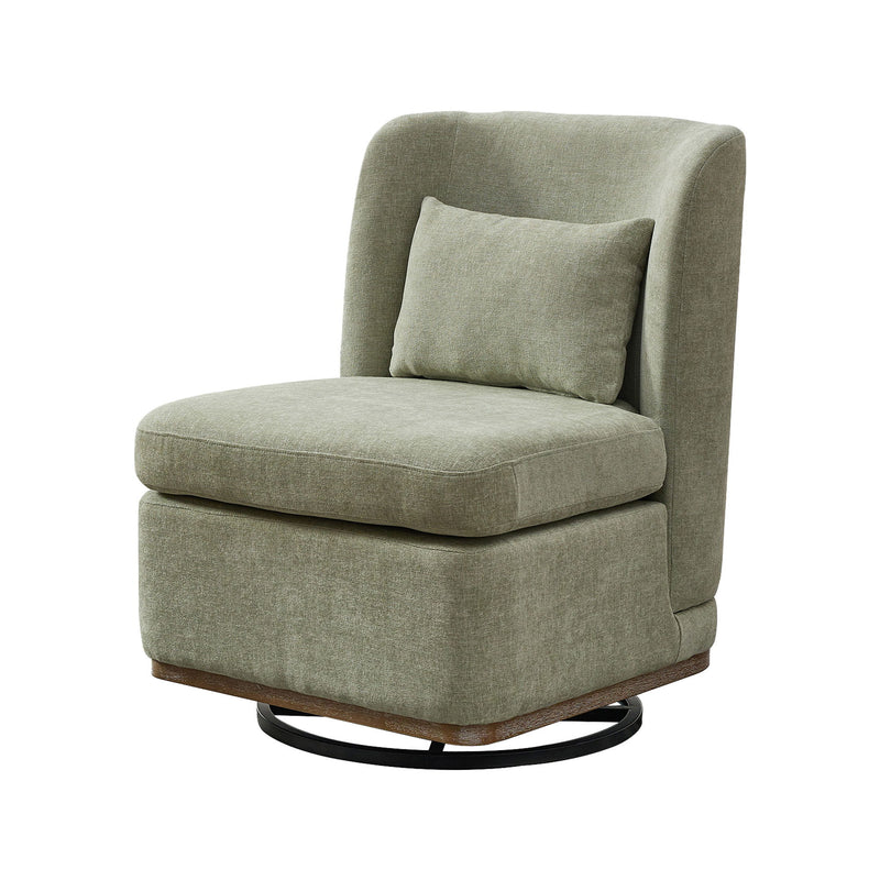 Wide Modern Cushioned Armless Metal Base 360° Swivel Chair With Pillow