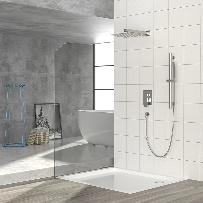 Modern Shower System With Adjustable Slide Bar, Stainless Steel And Brass Construction