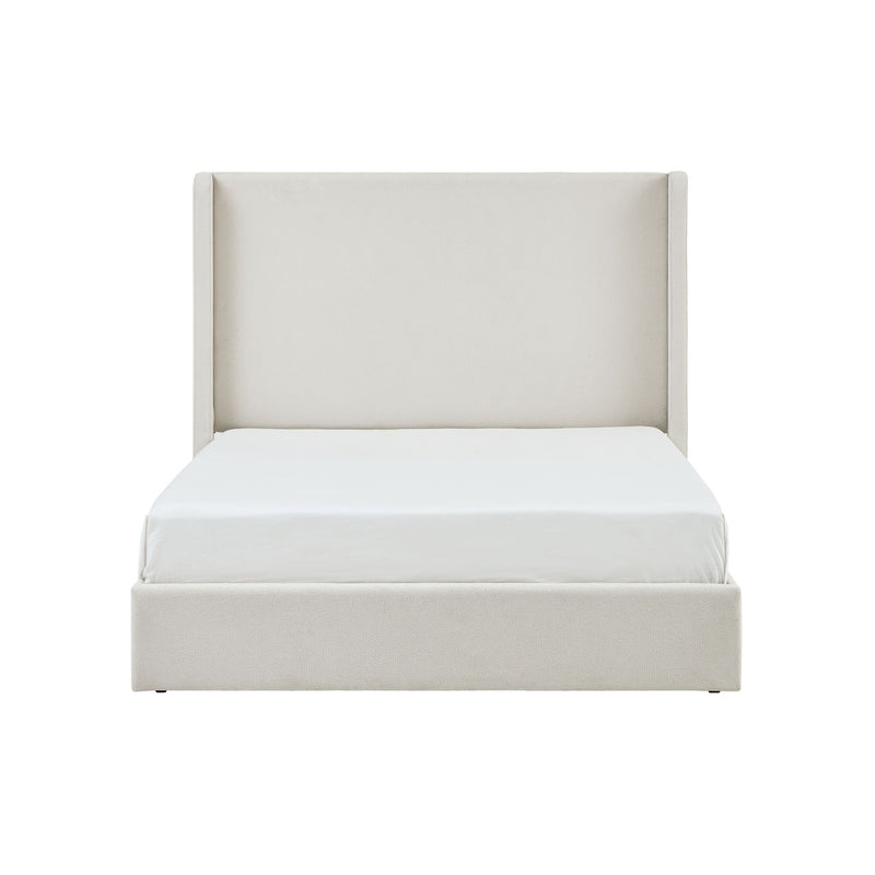 Carmen - King Size Upholstered Wingback Bed - Ivory