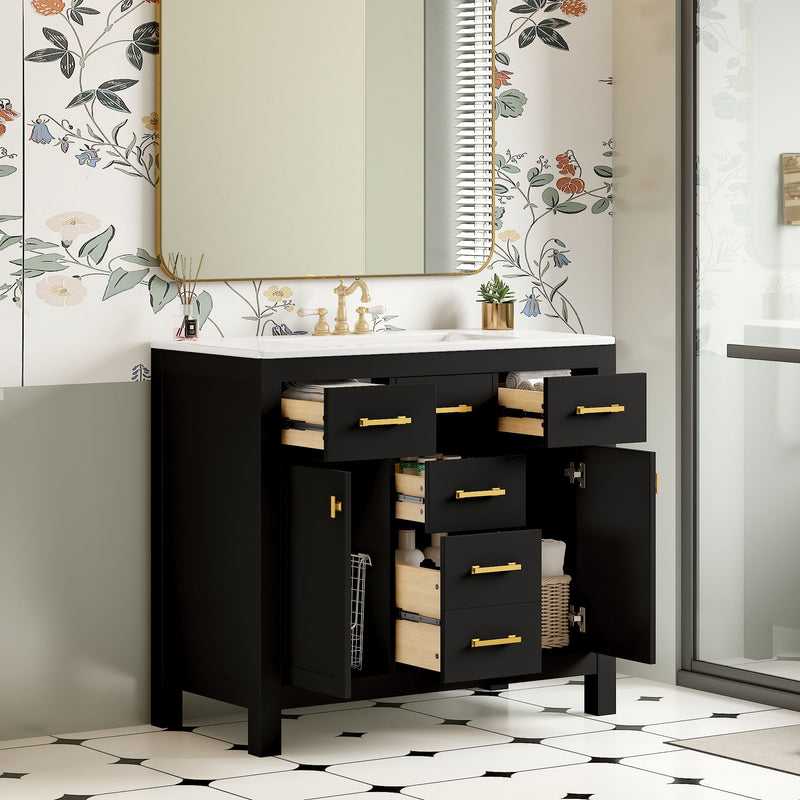 Bathroom Vanity With Sink Combo Set, Modern Bathroom Cabinet With 4 Drawers