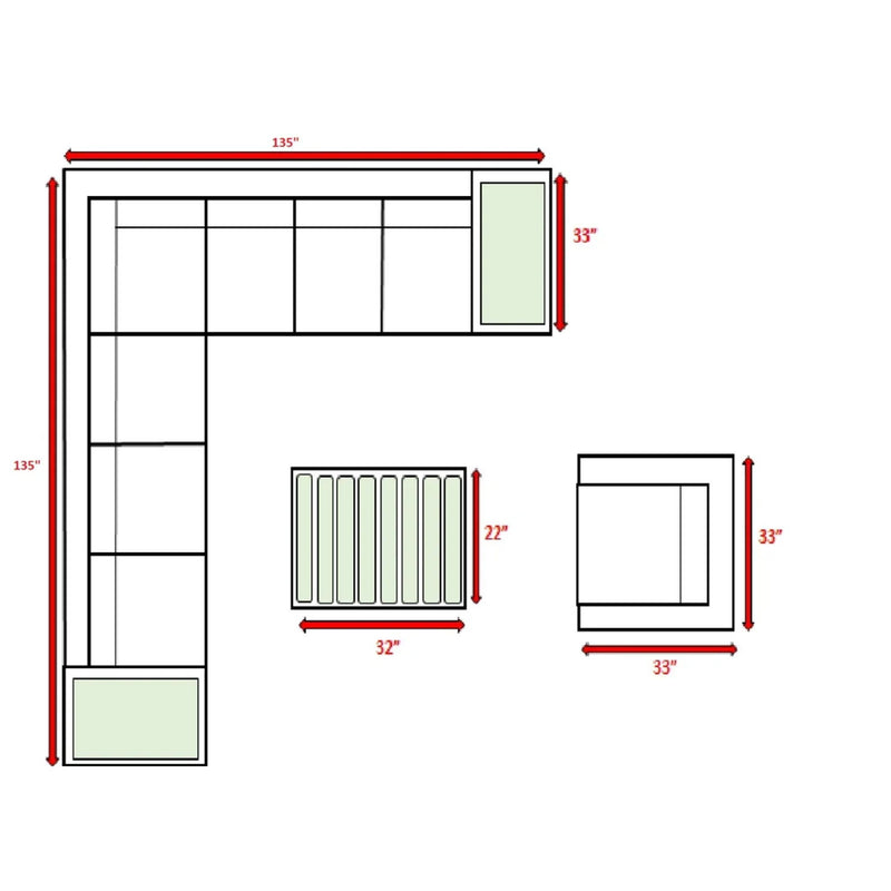 Stylish Entertainment Sectional Set, Outdoor Living