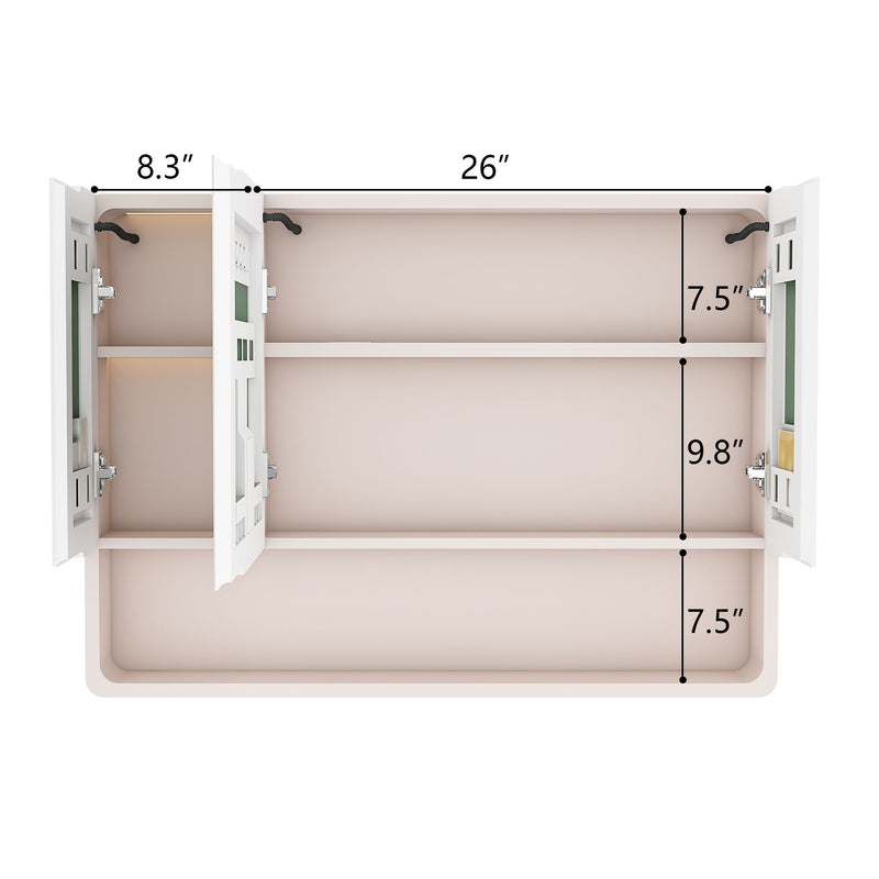 Aluminium Medicine Cabinet Mirror, With 3 Colors LED Light And Defogging Function - Khaki