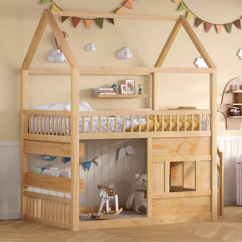 House Bed With Built-In LED Shelf Light